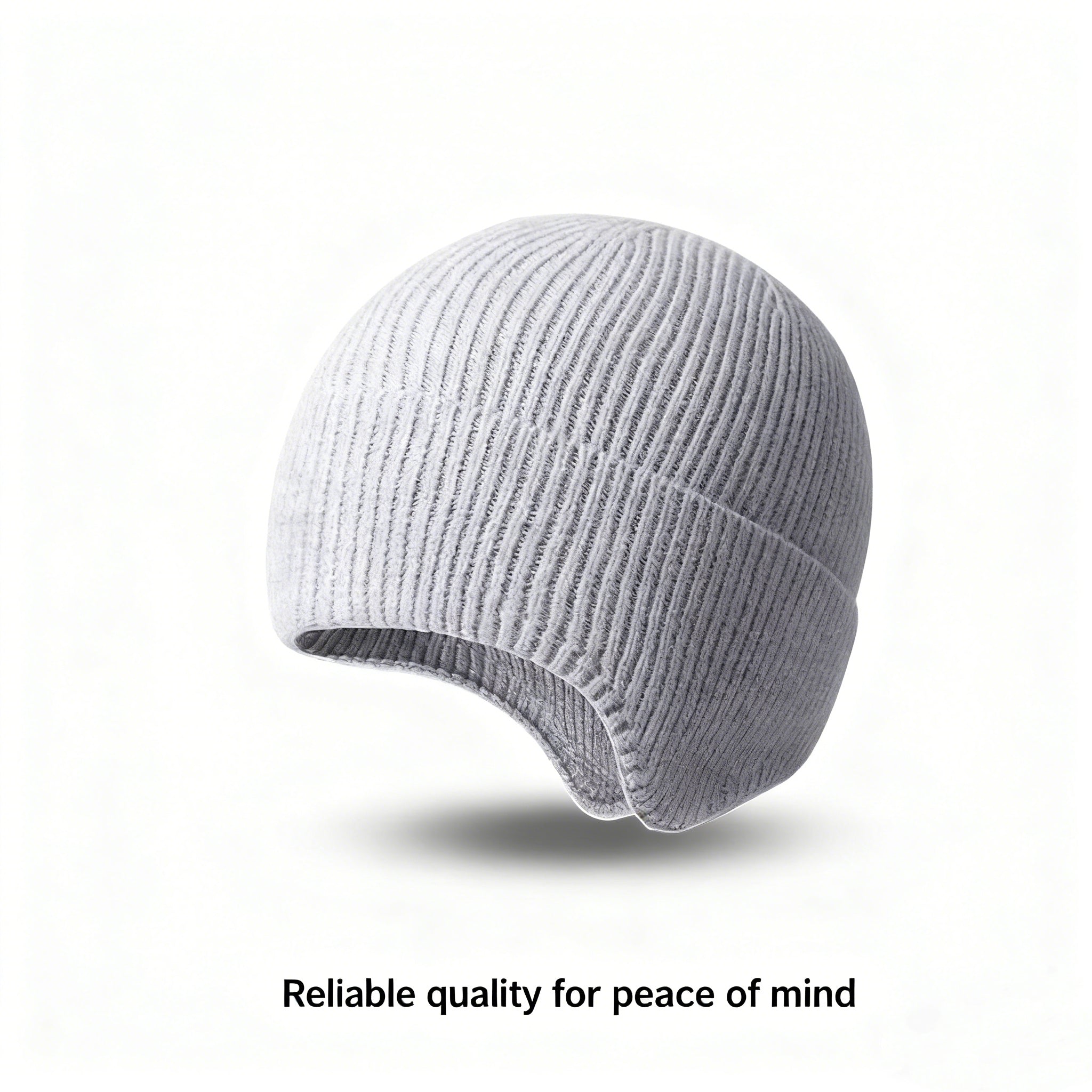 Unisex Solid Color Earflap Beanie - Fleece-Lined Thickened Knit Hat for Winter Outdoor Cold Protection