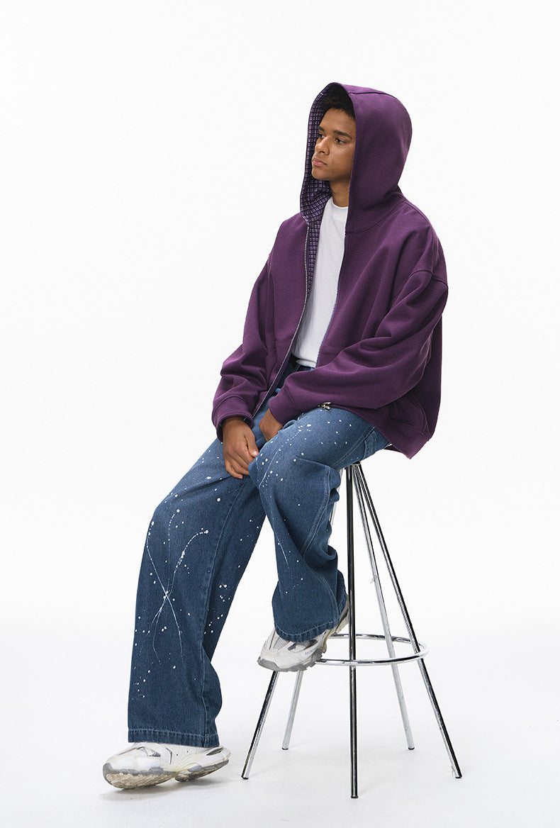 Boxy Checkered Two-Tone Coat