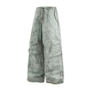 Marble Pattern Wide-Leg Track Pants – Unisex Lightweight Streetwear Pants